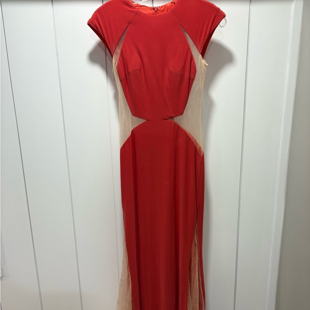 JOVANI PROM/PAGEANT/FORMAL DRESS/GOWN Coral Sheer Size 00